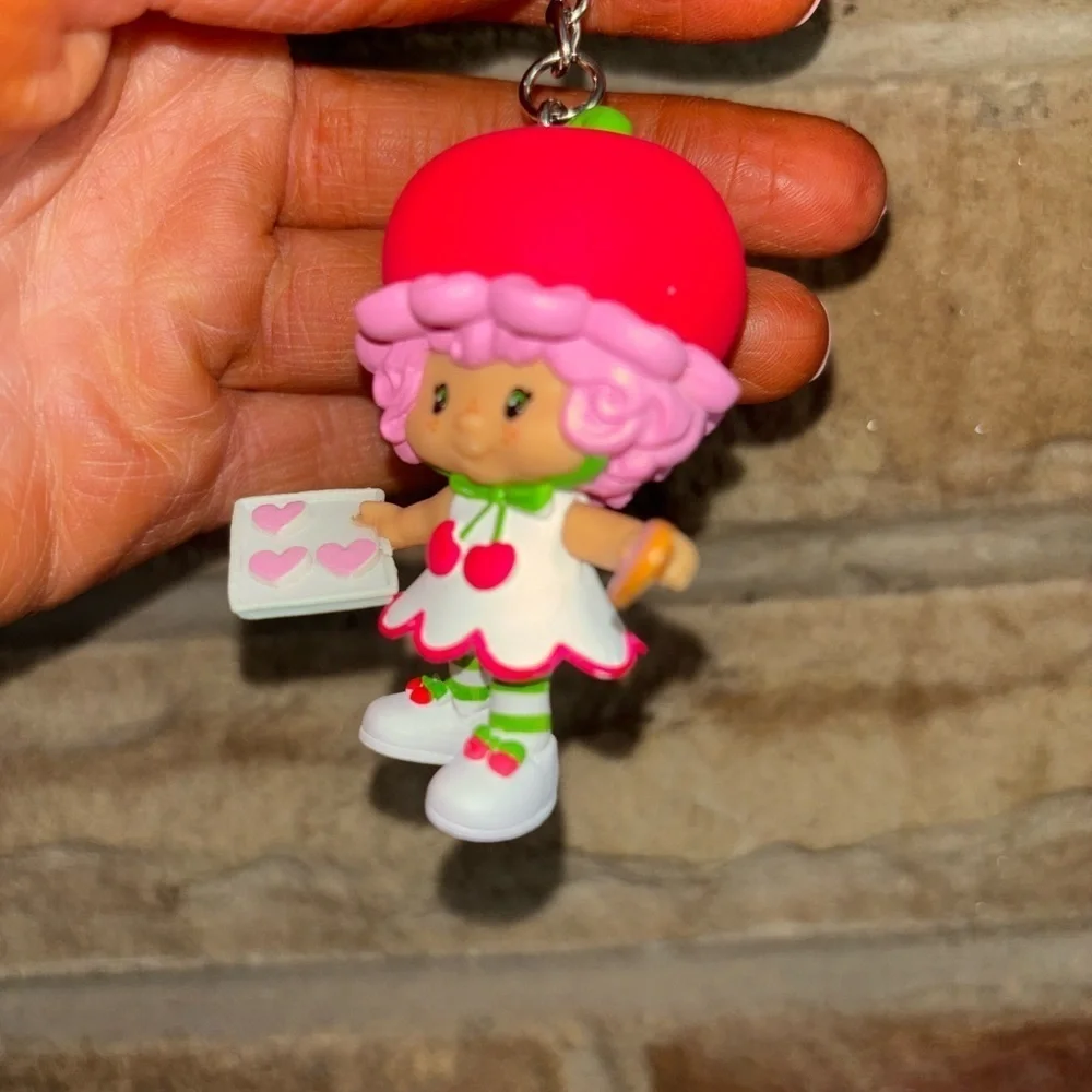 Strawberry shortcake doll cherry cuddler Keychain with Pink and Red Accents